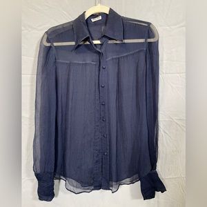 Miu Miu sheer navy blouse. Size medium
